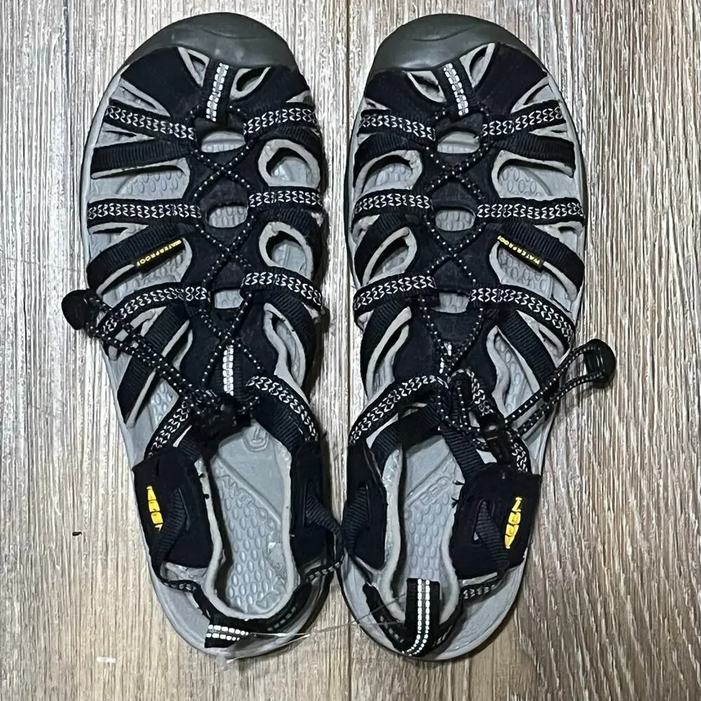 KEEN Whisper Closed Toe Waterproof Sandals Womens 8.5 Black Gray Hiking Sport